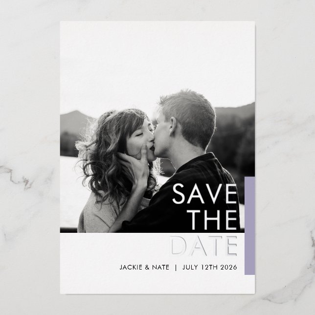 Carte de pré-annonce en foil Lavender Shimmer Save (Recto)