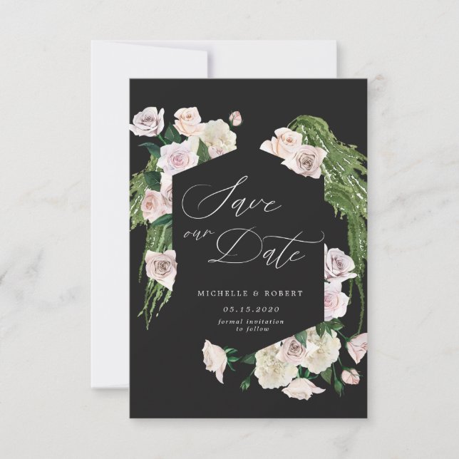 Carte de préavis de mariage à la rose carminée flo (Devant)