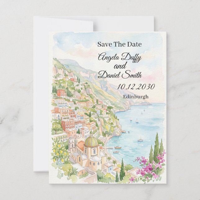 Carte de préavis de mariage à motif floral côtier  (Devant)