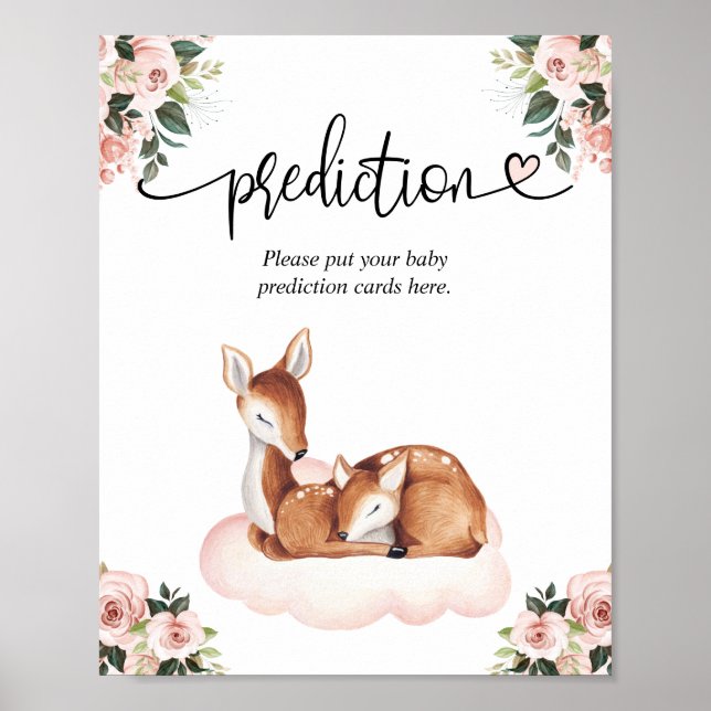 Carte de prédiction Baby shower Oh Deer Poster (Devant)