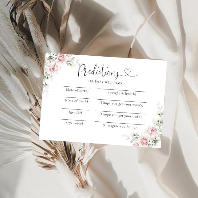 Carte de prédiction de Baby shower de Roses Roses  (Créateur téléchargé)