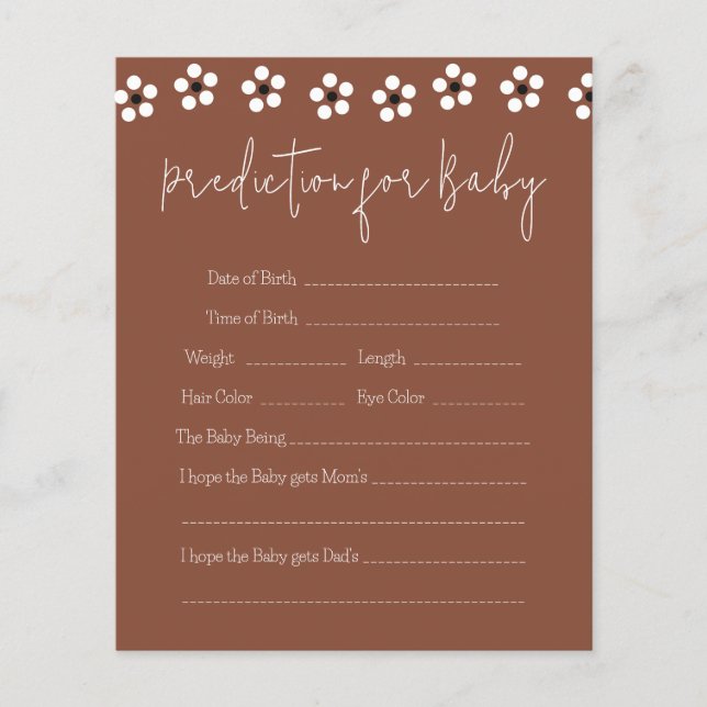 Carte de prédiction de Baby shower mexicain Cielit (Devant)