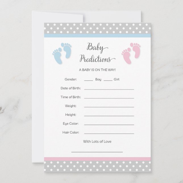 Carte de prédiction de bébé rose et bleu (Devant)
