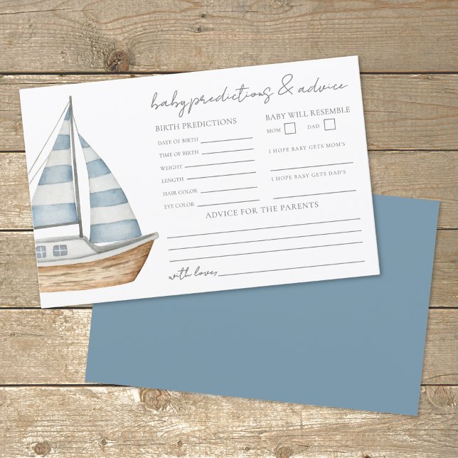Carte de prédiction des conseils de Baby shower na (Nautical Baby Shower Advice Predictions Card)