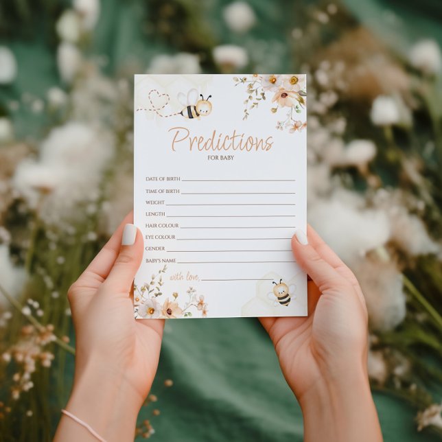 Carte de prédiction du Baby shower des abeilles au (Créateur téléchargé)