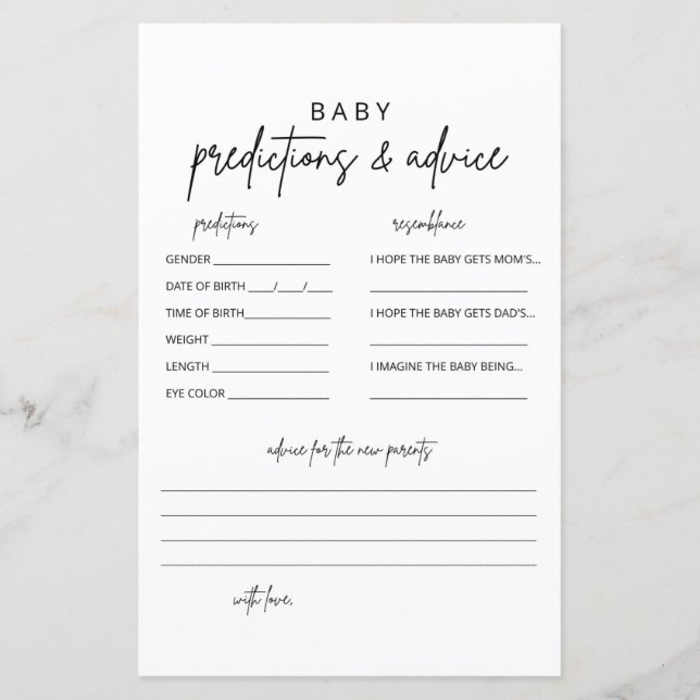 Carte de prédiction et de conseil minimaliste pour (Devant)