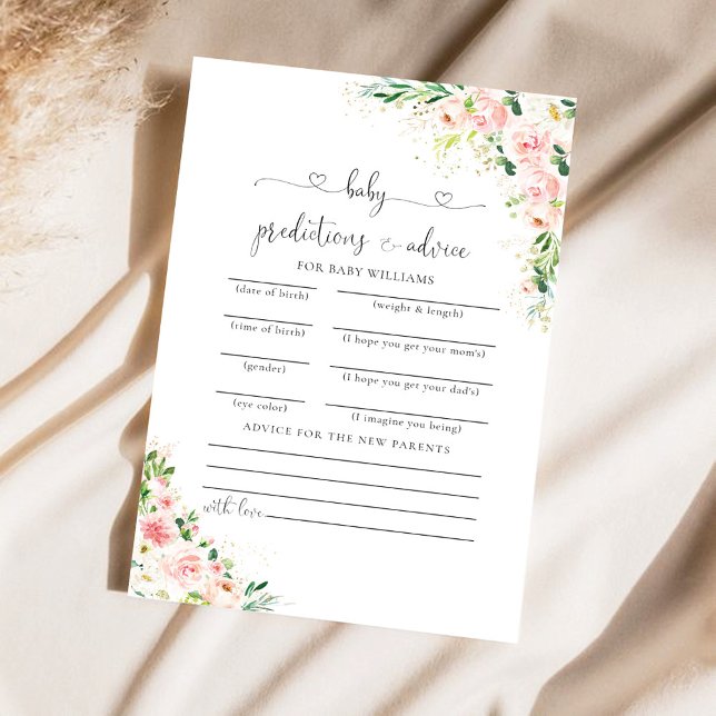Carte de prédictions de Baby shower en or rose vif (Créateur téléchargé)