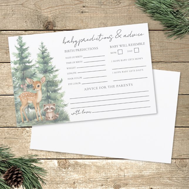 Carte de prédictions de conseils pour bébé - Avent (Woodland Adventure Baby Advice Predictions Card)