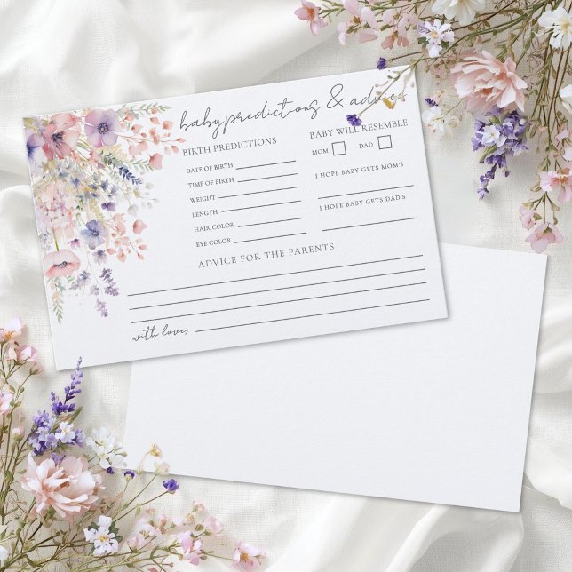 Carte de prédictions de conseils pour bébé fleur s (Wildflower Baby Advice Predictions Card )