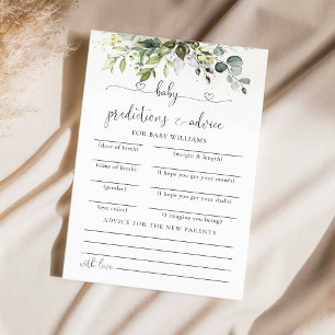 Carte de prédictions du Baby shower floral Eucalyp