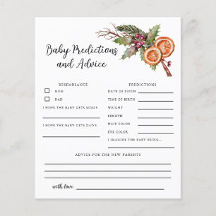 Carte de prédictions et conseils pour bébé de Noël