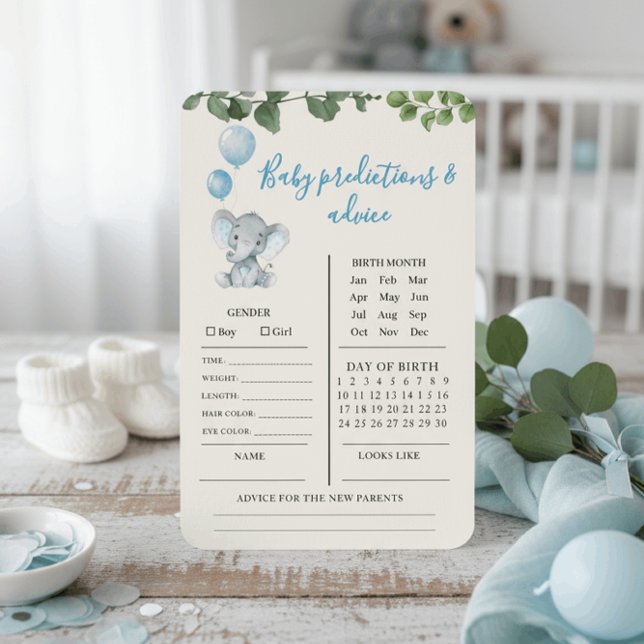 Carte de Prédictions et Conseils pour Bébé Éléphan (Créateur téléchargé)