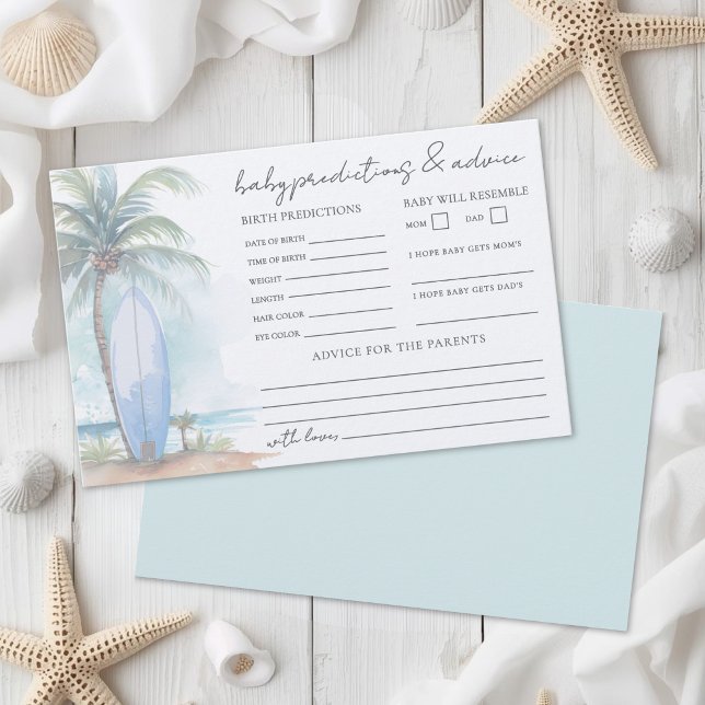 Carte de prédictions et de conseils pour Baby Show (Beach Baby Shower Advice Predictions Card )