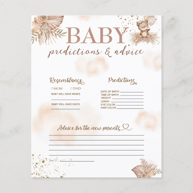 Carte de prédictions et de conseils pour Baby Show (Devant)