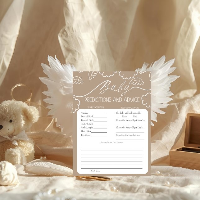 Carte de prédictions et de conseils pour bébé beig (Heavenly Beige Baby Predictions & Advice Card)