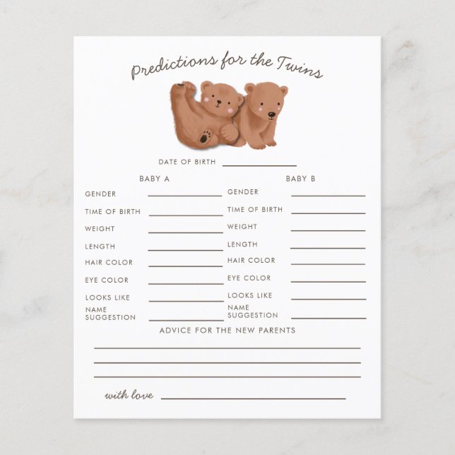 Carte de prédictions et de conseils pour les jumea (Devant)