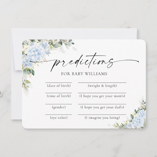 Carte de prédictions pour Baby Shower avec des fle (Devant)