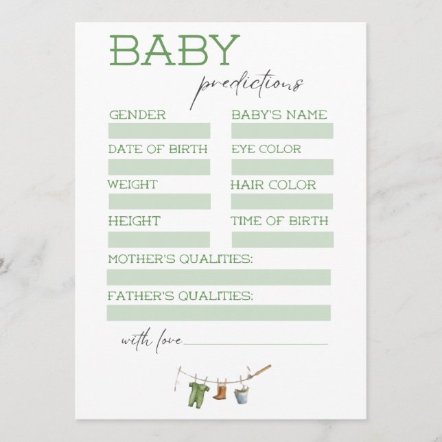 Carte de prédictions pour Baby Shower Little Fishe (Devant)