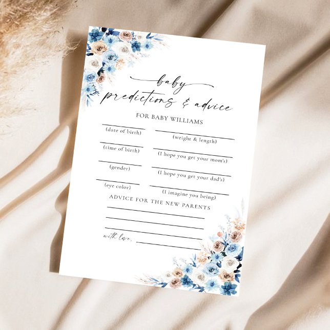 Carte de prédictions pour bébé à fleurs bohème ble (Créateur téléchargé)