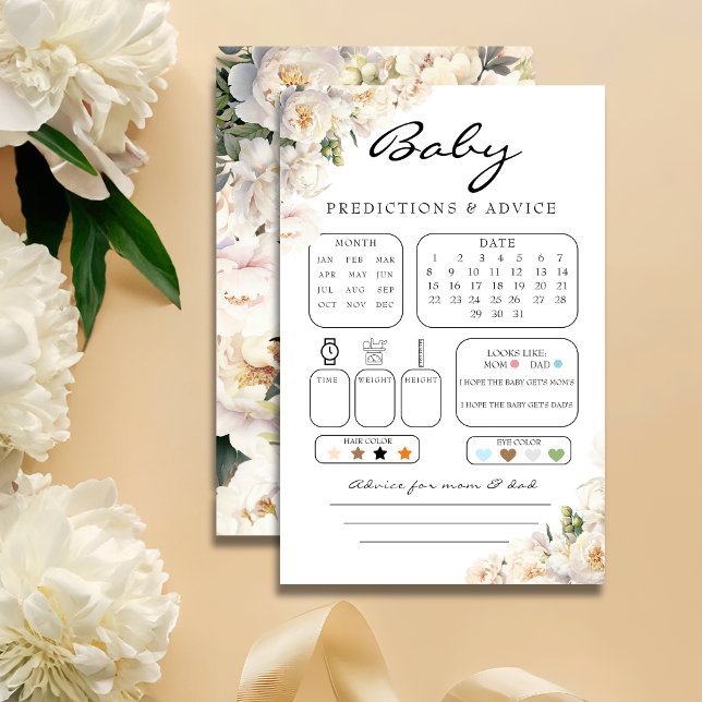 Carte de prédictions pour bébé au thème de pivoine (Créateur téléchargé)