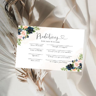 Carte de prédictions pour bébé floral rose et bleu