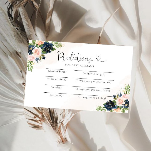 Carte de prédictions pour bébé floral rose et bleu (Créateur téléchargé)