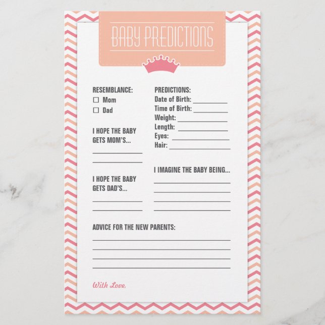Carte de prédictions pour bébé Little Princess (Devant)