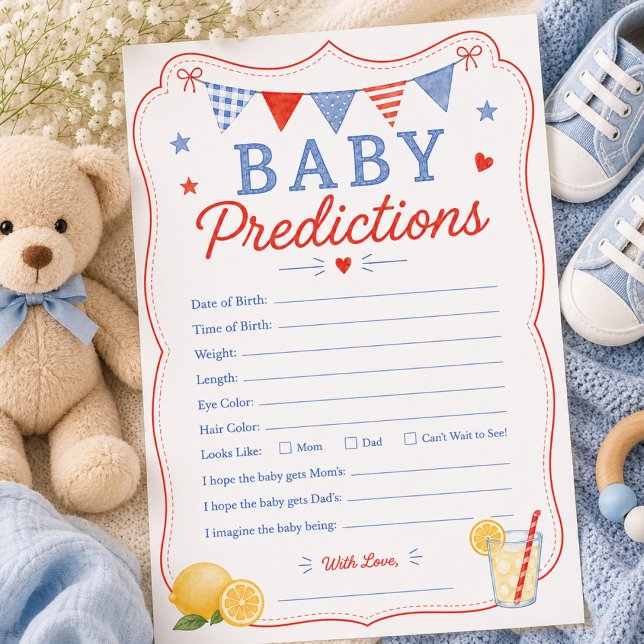 Carte de prédictions pour bébé Red White & Due (Créateur téléchargé)