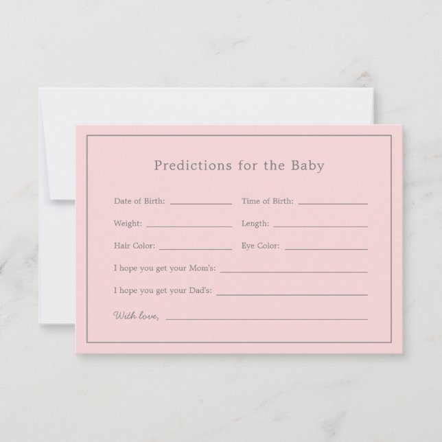 Carte de prédictions pour bébé simple Baby shower  (Devant)