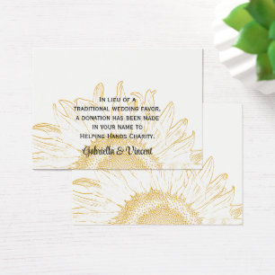 Carte de préférence Mariage graphique tournesol