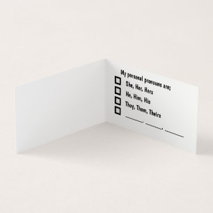 Carte de préférence Pronoun personnelle