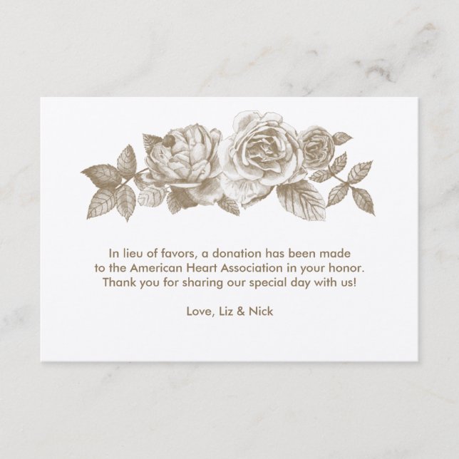 Carte de préférence rose Sketch à Sepia (Devant)