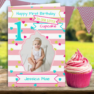 Carte de premier anniversaire avec une photo et pe