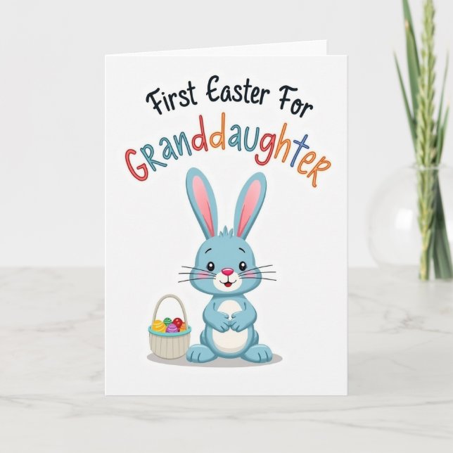 Carte de premier Pâques pour petite-fille lapin (Devant)