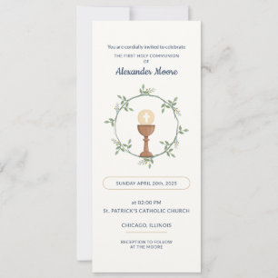 Carte de première communion - couronne botanique e