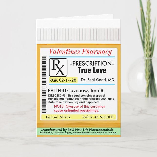 Carte de prescription RX pour l'amour (Devant)