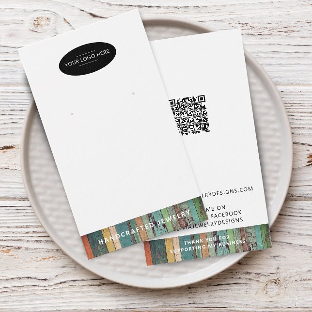 Carte de présentation chic pour boucles d'oreilles (Chic Add Your Logo QR Code Earring Display Card)