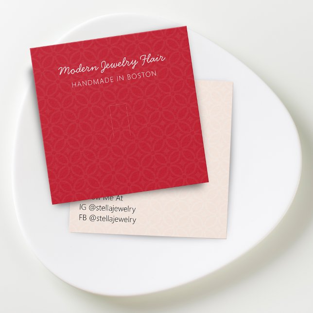 Carte de présentation d'anneau rouge vif moderne (Modern Pattern Bright Vivid Red Ring Display Card)