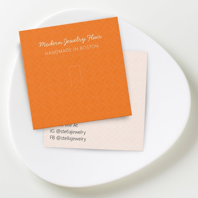Carte de présentation de bague orange à motif mode (Modern Pattern Bright Vivid Orange Ring Display Card)