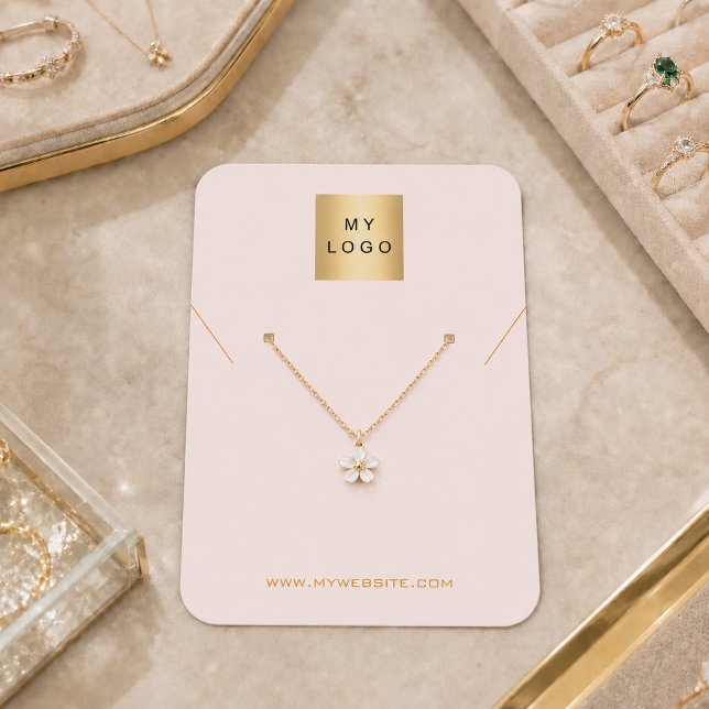 Carte de présentation de bijou de collier rose (Créateur téléchargé)