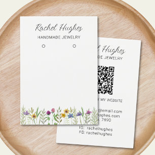 Carte de Présentation de Bijoux à Code QR Fleuris