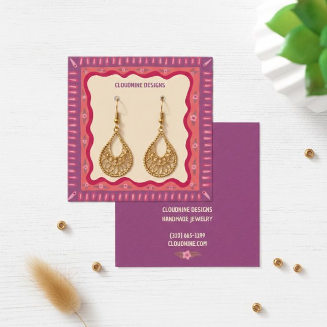 Carte de présentation de bijoux de collier de bouc (Boho Frame Earring Necklace Jewelry Display Card
)