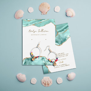 Carte de présentation de bijoux en agate d'aquamar