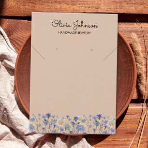 Carte de Présentation de Bijoux Fleur Sauvage Bleu