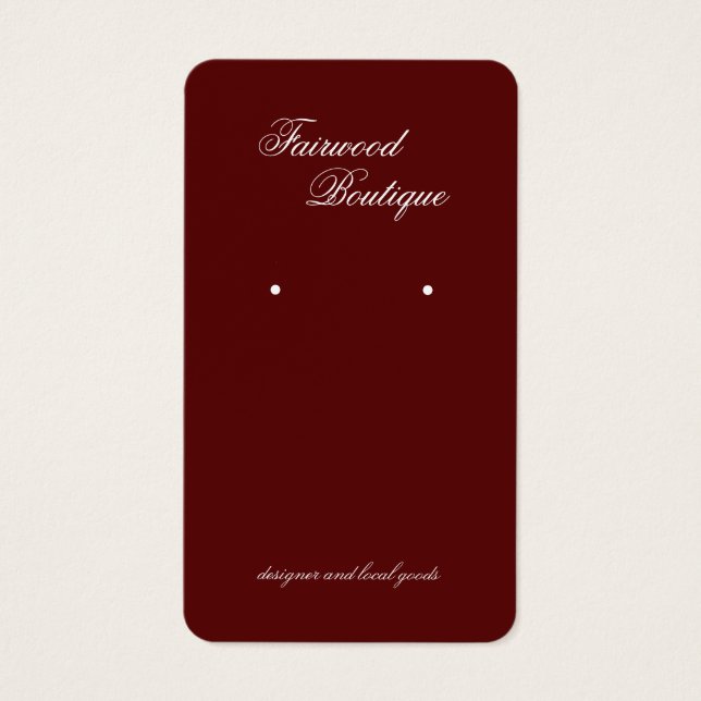 Carte de présentation de bijoux rouge profond bord (Devant)