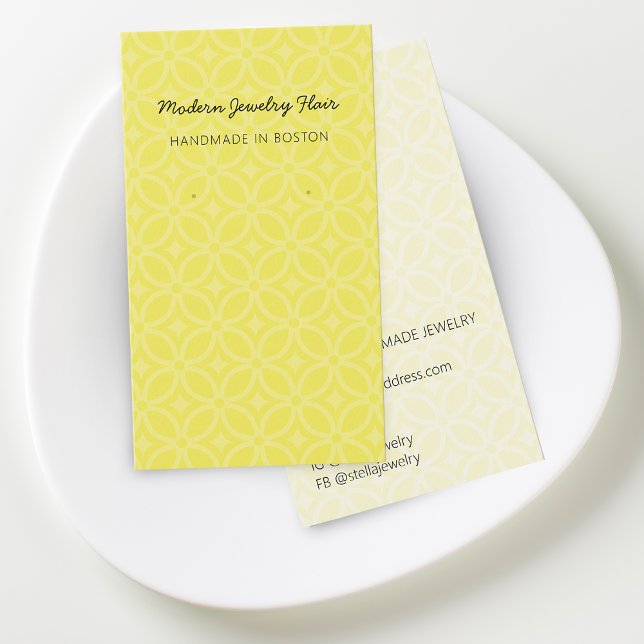 Carte de Présentation de Boucle d'Oreille Jaune Vi (Modern Pattern Vivid Yellow Earring Display Card)