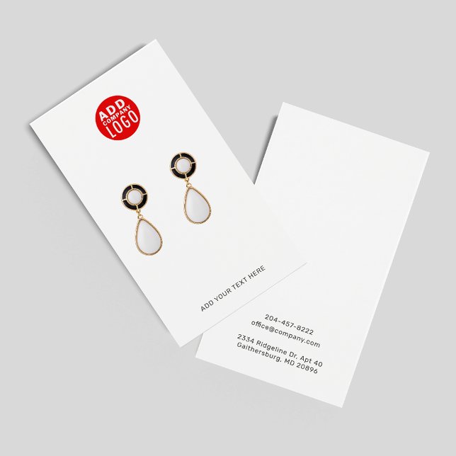 Carte de présentation de boucle d'oreille moderne  (Add Business Logo Modern Earring Display Card)