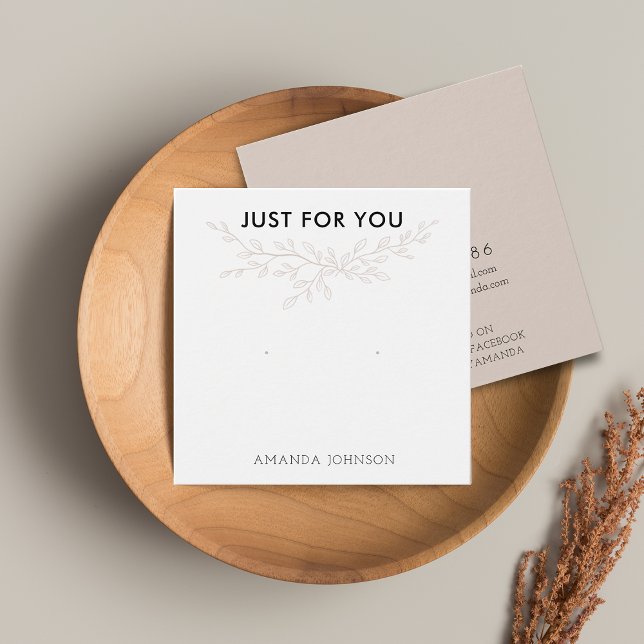 Carte de présentation de boucle d'oreille moderne  (Stud Earring Display Card With Modern Branch Earthy Blush)