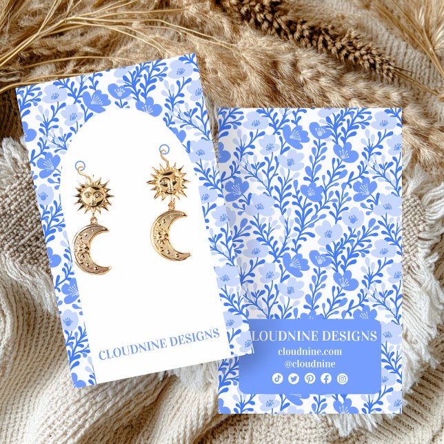 Carte de Présentation de Boucles d'Oreilles à Arch (Blue Floral Arch Earring Jewelry Display Card
)