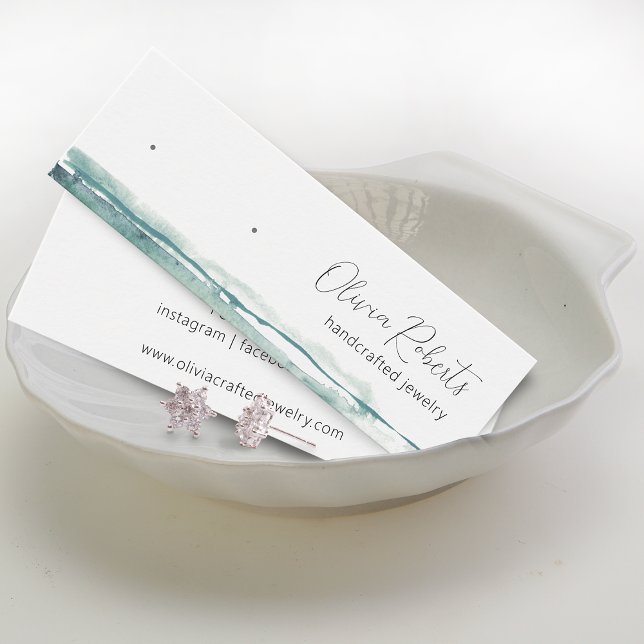Carte de présentation de boucles d'oreilles à gout (Modern Script Watercolor Earring Display Card)